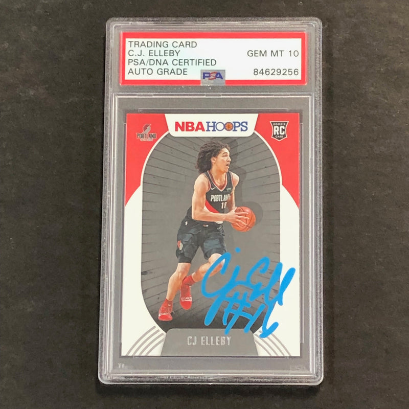 2020-21 NBA Hoops #250 CJ ELLEBY Signed Card AUTO 10 PSA Slabbed RC Trail Blazers