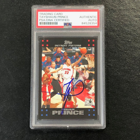 2007 Topps #92 Tayshaun Prince Signed Card AUTO PSA Slabbed Pistons