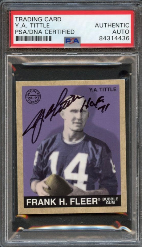 1997 Fleer Goudey #147 YA Tittle Signed Card AUTO PSA Slabbed