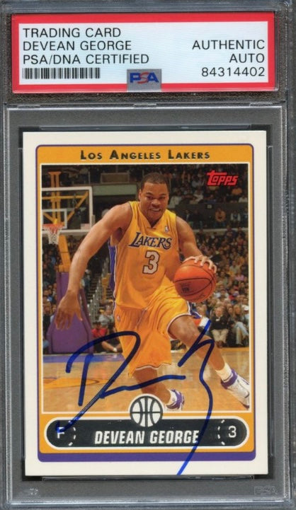 2006-07 Topps #126 Devean George Signed Card AUTO PSA Slabbed