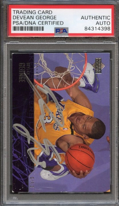 2003-04 Upper Deck #125 Devean George Signed Card AUTO PSA Slabbed