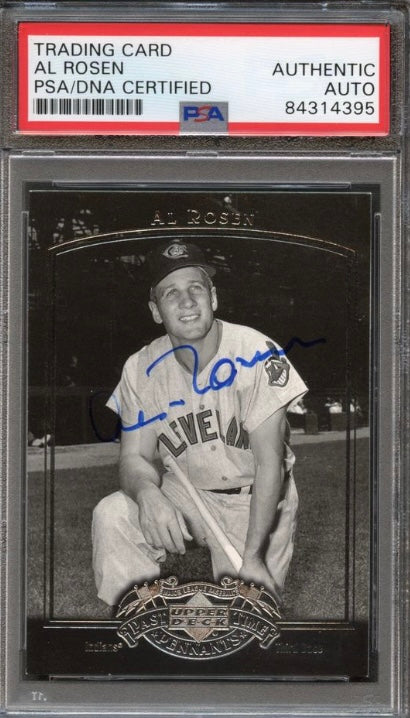 2005 Upper Deck Past Time Pennants #2 Al Rosen Signed Card PSA Slabbed Auto