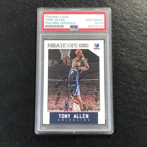 2015-16 NBA Hoops #100 Tony Allen Signed Card AUTO PSA Slabbed Grizzlies