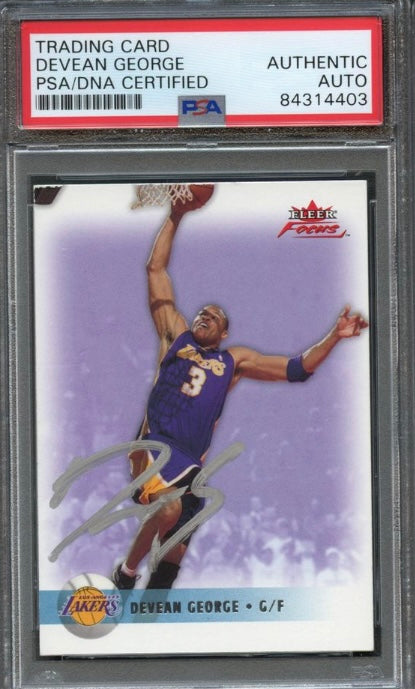 2003-04 Fleer Focus #36 Devean George Signed Card AUTO PSA Slabbed