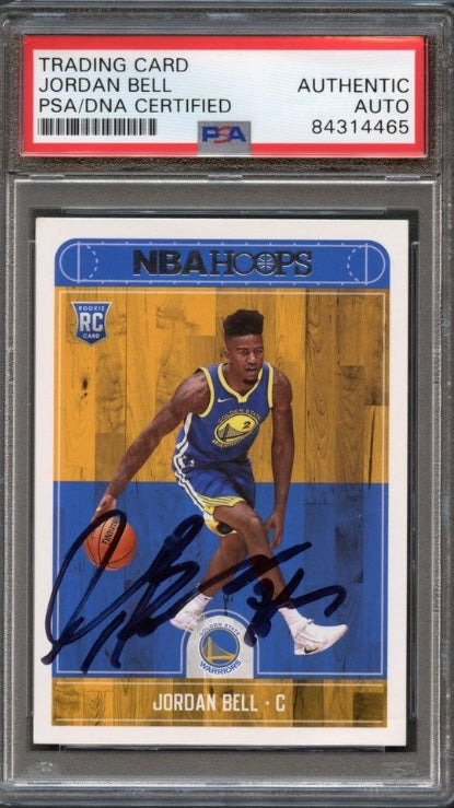 2017 Panini NBA Hoops #288 Jordan Bell Signed Card AUTO PSA Slabbed Warriors RC