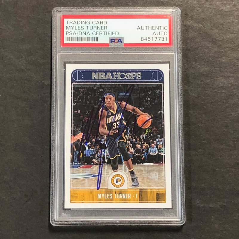 2017-18 Panini NBA Hoops #152 Myles Turner Signed Card AUTO PSA Slabbed Pacers
