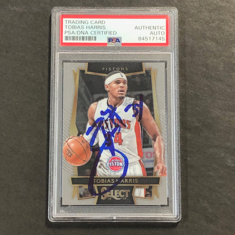 2016-17 Panini Select #89 Tobias Harris Signed Card AUTO PSA Slabbed Pistons