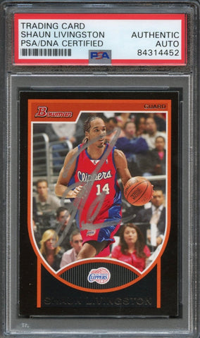 2007-08 Bowman #58 Shaun Livingston Signed Card AUTO PSA Slabbed Clippers