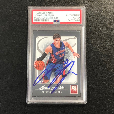 2012-13 Elite Basketball #88 Jonas Jerebko Signed Card AUTO PSA Slabbed Pistons