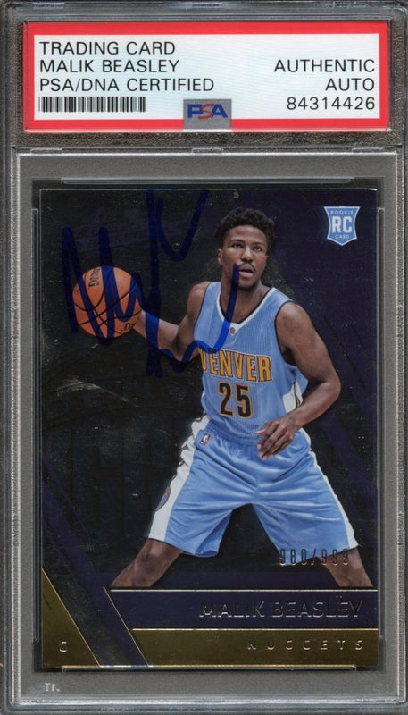 2016-17 Panini Absolute #175 Malik Beasley Signed Card AUTO PSA/DNA Slabbed RC