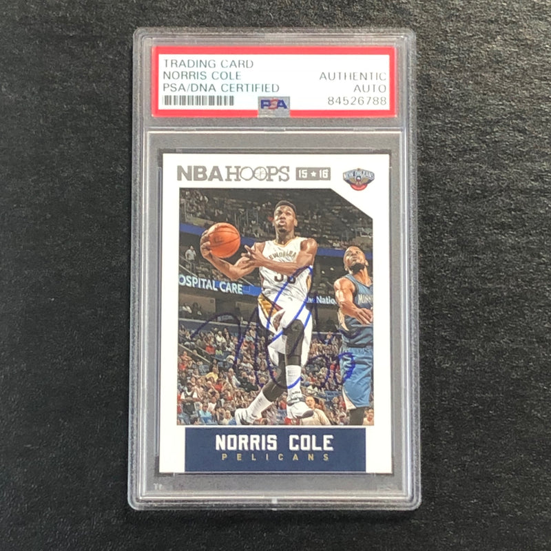 2015-16 NBA Hoops #136 Norris Cole Signed Card AUTO PSA Slabbed Pelicans