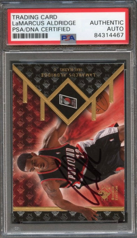 2007-08 Upper Deck SP Rookie Edition #56 LaMarcus Aldridge Signed AUTO PSA Slabbed