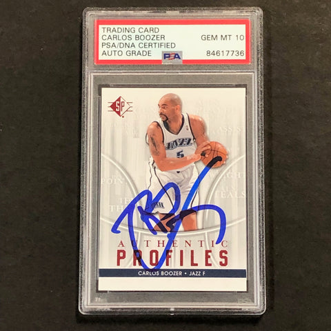 2008-09 SP Authentic Profiles #AP18 Carlos Boozer Signed Card AUTO 10 PSA Slabbed Jazz