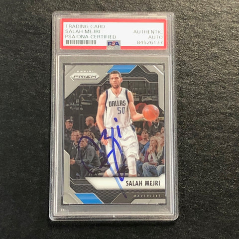 2016-17 Panini Prizm #158 Salah Mejri Signed Card AUTO PSA Slabbed Mavericks