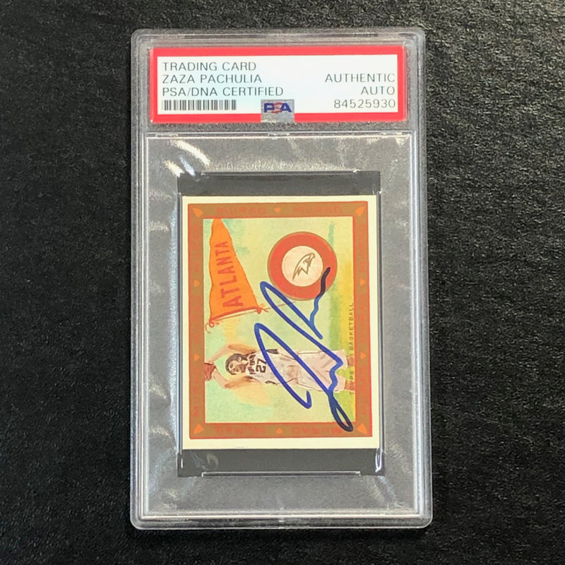 2008-09 Topps T51 Murad Mini #70 Zaza Pachulia Signed Card AUTO PSA Slabbed Hawks