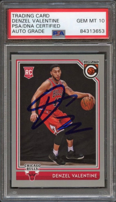 2016-17 Panini Complete #37 Denzel Valentine RC Signed Card AUTO 10 PSA Slabbed
