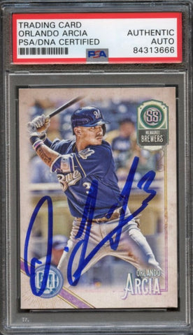 2018 Topps Gypsy Queen #248 Orlando Arcia Signed Card PSA Slabbed Auto Brewers RC