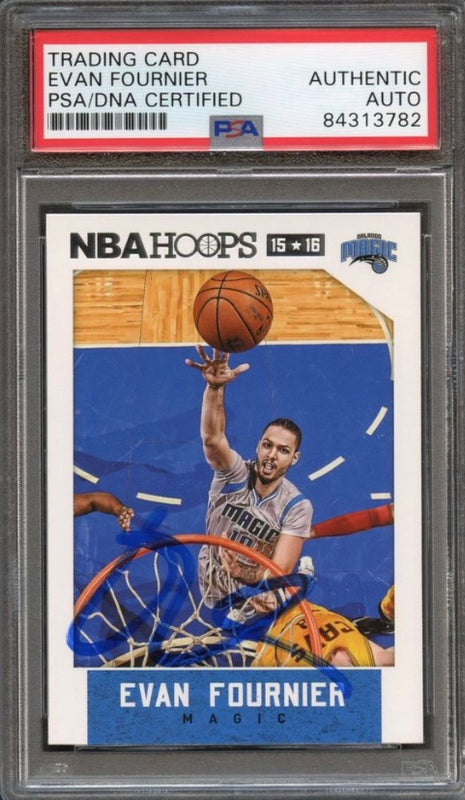 2015 Panini NBA Hoops #11 Evan Fournier Signed Card AUTO PSA Slabbed Magic
