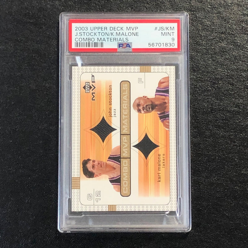 2003 Upper Deck MVP #JS/KM John Stockton/ Karl Malone PSA 9 Mint Combo Materials