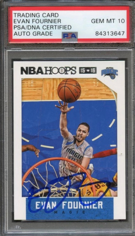 2015 Panini NBA Hoops #11 Evan Fournier Signed Card AUTO 10 PSA Slabbed