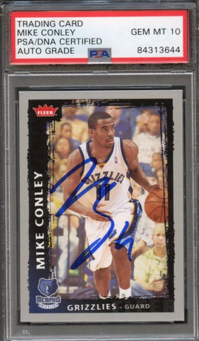 2009 Fleer #189 Mike Conley signed Card Auto 10 PSA Slabbed Grizzlies