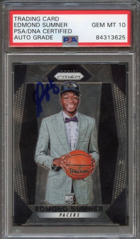 2017 Panini Prizm #227 Edmond Sumner Signed Card AUTO 10 PSA Slabbed Pacers