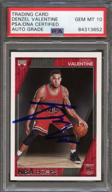 2016-17 NBA Hoops #273 Denzel Valentine RC Signed Card AUTO 10 PSA Slabbed