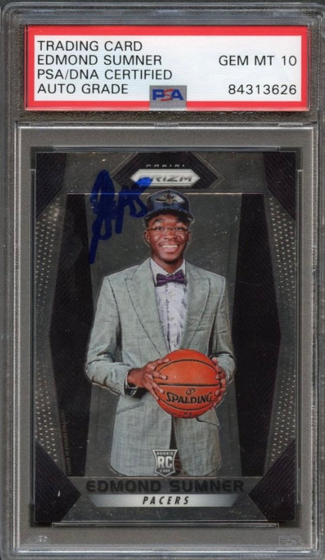 2017 Panini Prizm Hoops #227 Edmond Sumner Signed Card AUTO 10 PSA Slabbed Pacers
