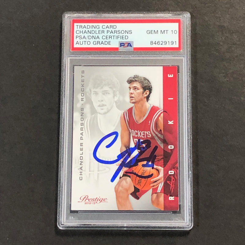 2012-13 Panini Prestige #160 Chandler Parsons Signed Card AUTO 10 PSA Slabbed Rockets