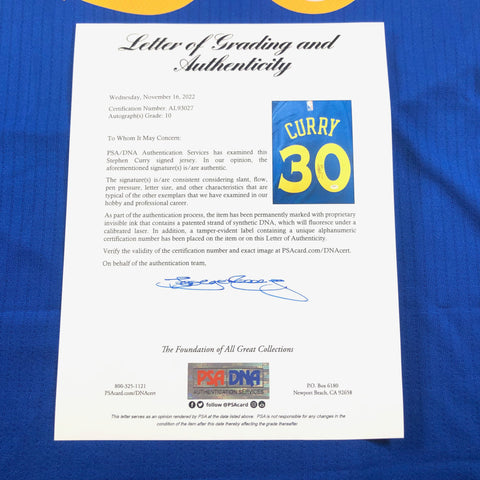 Stephen Curry signed jersey PSA/DNA Auto Grade 10 Autographed WARRIORS –  Golden State Memorabilia