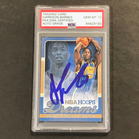 2013-14 NBA Hoops Dreams #18 Harrison Barnes Signed Card AUTO 10 PSA Slabbed Warriors