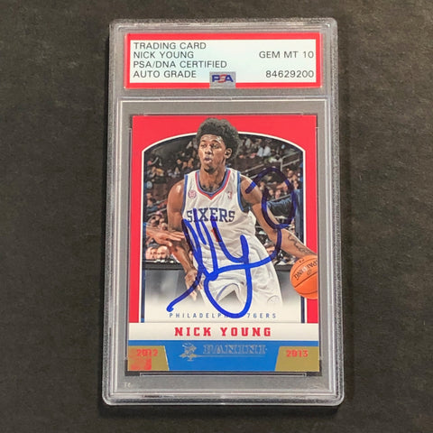 2012-13 Panini #128 Nick Young Signed Card AUTO 10 PSA Slabbed 76ers