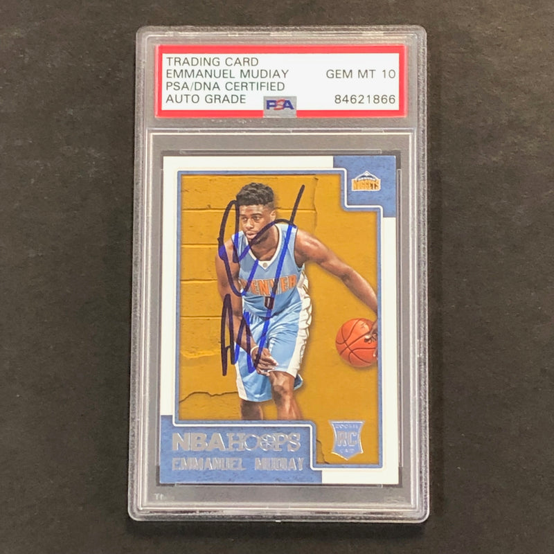 2015-16 NBA Hoops #294 Emmanuel Mudiay Signed Rookie Card AUTO PSA Slabbed RC Nuggets