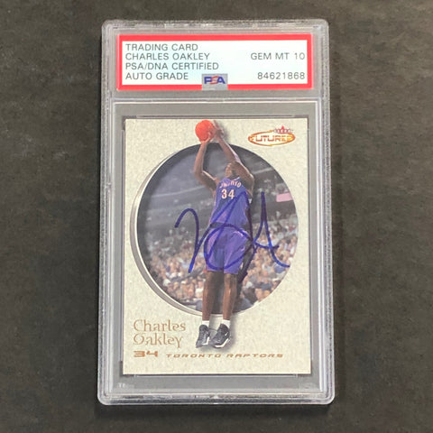 2000-01 Fleer Future #104 Charles Oakley Signed Card AUTO 10 PSA Slabbed Raptors