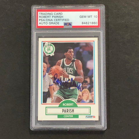 1990 Fleer #13 Robert Parish Auto 10 Signed Card PSA/DNA Encapsulated Boston Celtics