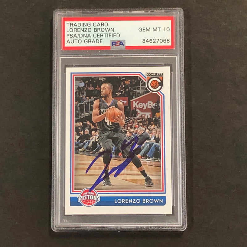 2016-17 Panini Complete #265 Lorenzo Brown Signed Card AUTO 10 PSA Slabbed Pistons