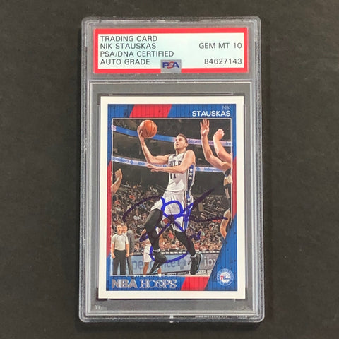 2016-17 NBA Hoops #161 Nik Stauskas Signed Card AUTO 10 PSA Slabbed 76ers