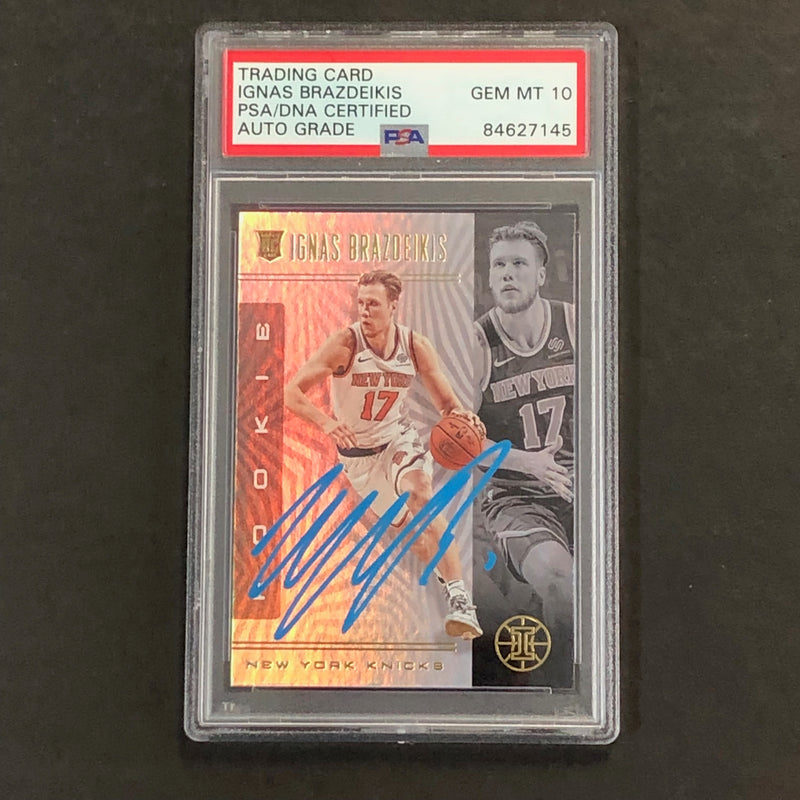 2019-20 Panini Illusions #184 Ignas Brazdeikis Signed AUTO 10 PSA Slabbed RC Knicks