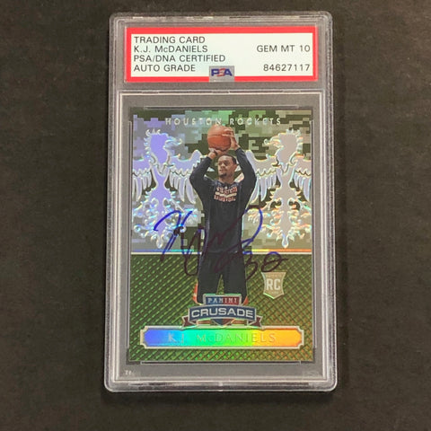 2014-15 Panini Crusade #162 KJ McDaniels Signed Card AUTO 10 PSA Slabbed RC Rockets