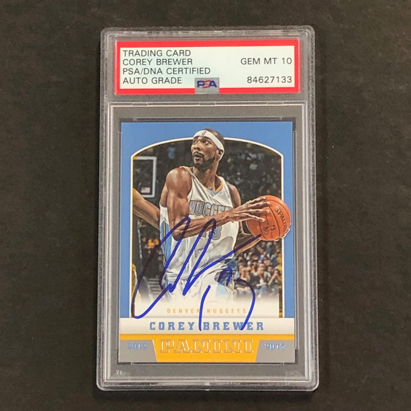 2012-13 Panini #35 Corey Brewer Signed Card AUTO 10 PSA Slabbed Nuggets
