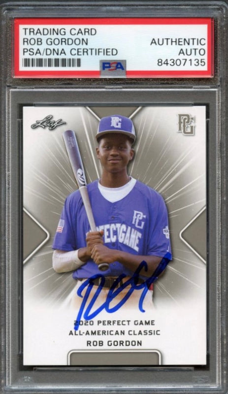 2020 Leaf Perfect Game Rob Gordon Signed Card AUTO PSA Slabbed