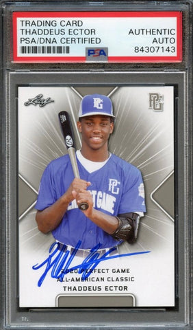 2020 Leaf Perfect Game Thaddeus Ector Signed Card AUTO PSA Slabbed