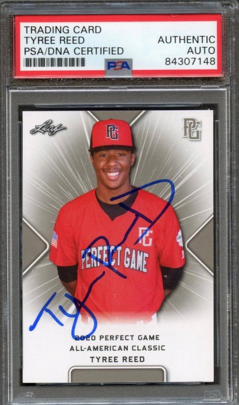 2020 Leaf Perfect Game Tyree Reed Signed Card AUTO PSA Slabbed