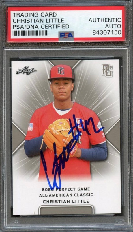 2020 Leaf Perfect Game Christian Little Signed Card AUTO PSA Slabbed