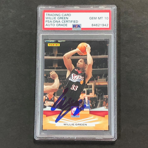 2009-10 Panini #40 Willie Green Signed Card AUTO 10 PSA Slabbed 76ers