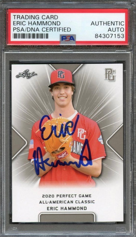 2020 Leaf Perfect Game Eric Hammond Signed Card AUTO PSA Slabbed