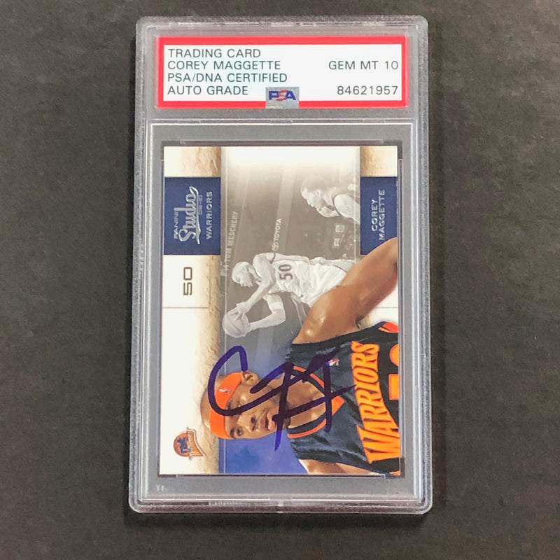 2009-10 Panini Studio #33 Corey Maggette Signed Card AUTO 10 PSA Slabbed Warriors