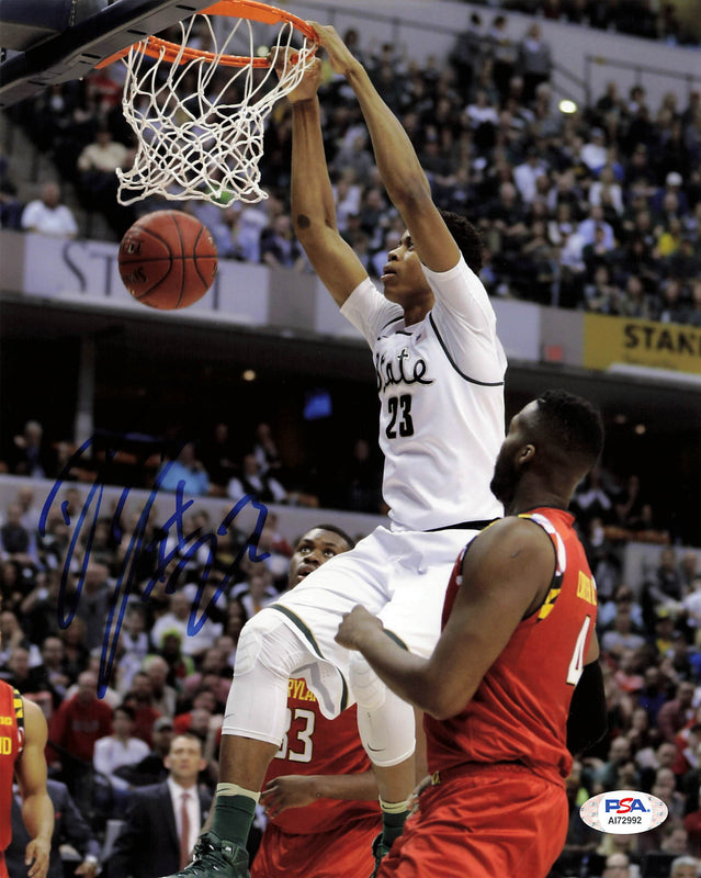 DEYONTA DAVIS signed 8x10 photo PSA/DNA Michigan State Autographed