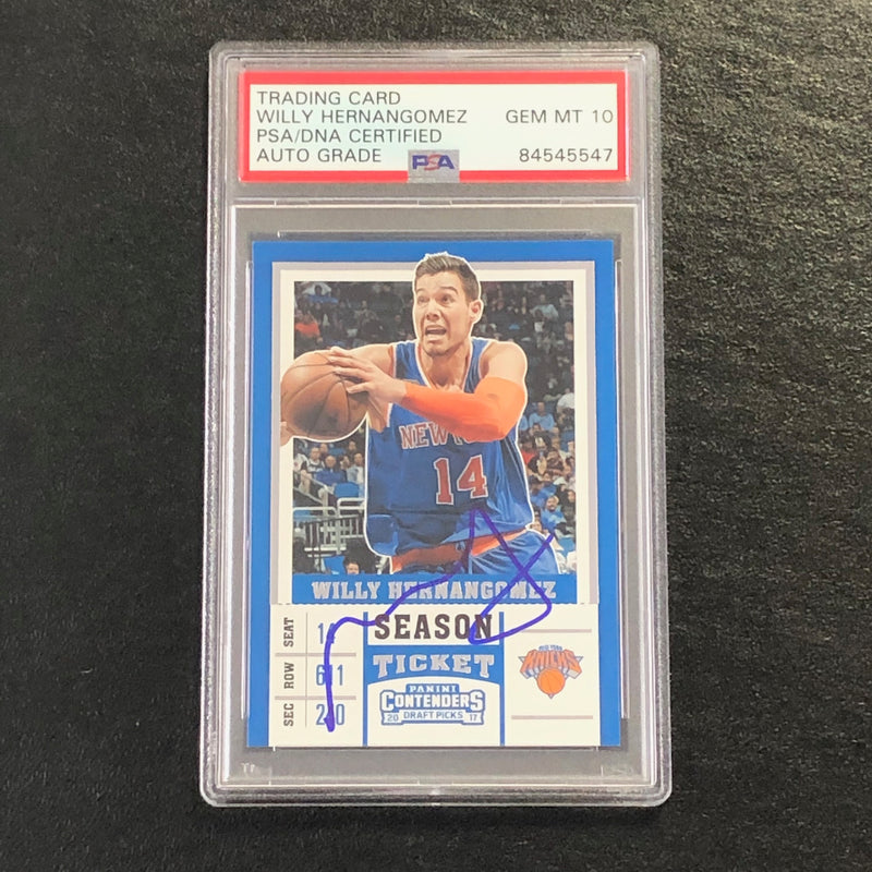 2017-18 Contenders Draft Picks #49 Willy Hernangomez Signed Card AUTO 10 PSA Slabbed Knicks