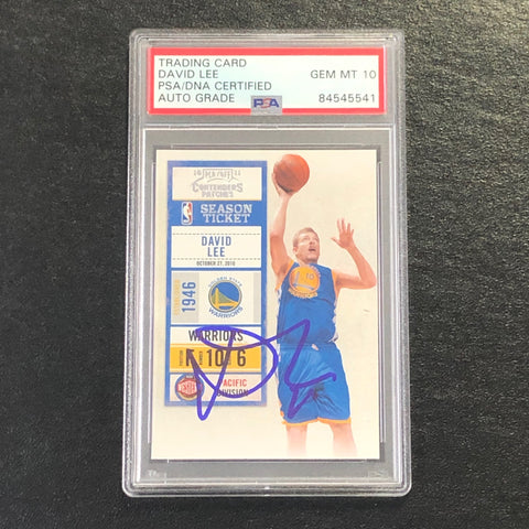 2010-11 Playoff Contenders Patches #10 David Lee Signed Card AUTO 10 PSA Slabbed Warriors